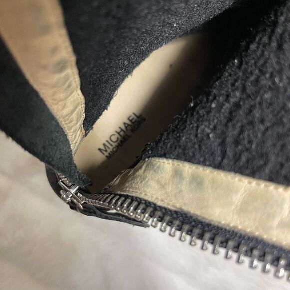 Michael Kors patent leather black knee high boots back zipper logo accent SZ7.5 - Picture 8 of 12